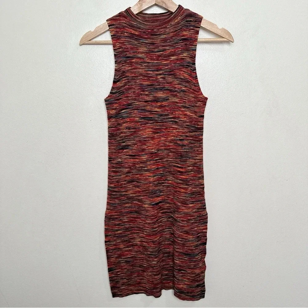 Anthropologie Womens Xsmall Tami Mock Neck Tunic Space Dye Slit Hem Knit Top